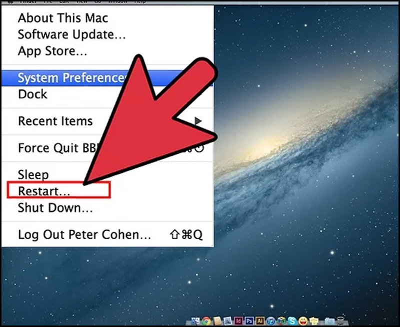 Khởi động lại MacBook cũng là một trong những cách khắc phục việc ổ cứng không xuất hiện